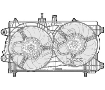 Вентилатор, охлаждане на двигателя DENSO DER21005 за PEUGEOT 206 седан от 2007 до 2009