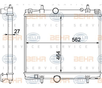 Радиатор, охлаждане на двигателя HELLA 8MK 376 771-661 за RENAULT KANGOO I (KC0/1_) пътнически от 1997 до 2007