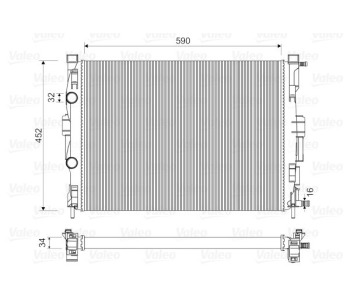 Радиатор, охлаждане на двигателя VALEO 732946 за RENAULT MEGANE II GRANDTOUR (KM0/1_) комби от 2003 до 2012