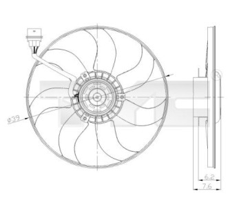 Вентилатор, охлаждане на двигателя TYC 837-0036 за VOLKSWAGEN FOX (5Z1, 5Z3) от 2003 до 2014