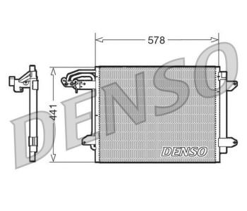 Кондензатор, климатизация DENSO DCN32063 за VOLKSWAGEN TRANSPORTER V (7HB, 7HJ, 7EB, 7EJ, 7EF, 7EG, 7HF, 7E) пътнически от 2003 до 2015