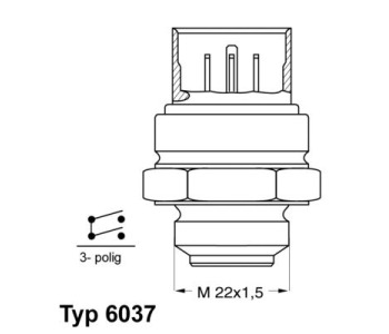 Термошалтер, вентилатор на радиатора BorgWarner (Wahler) 6037.87D за VOLKSWAGEN TRANSPORTER IV (70XB, 70XC, 7DB, 7DW, 7DK) пътнически от 1990 до 2003