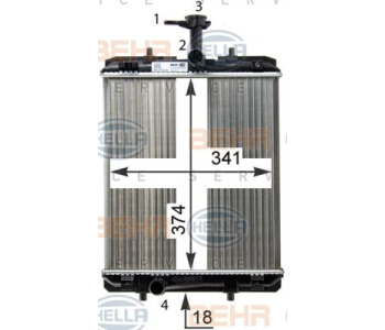 Интеркулер (охладител за въздуха на турбината) HELLA 8ML 376 756-141 за VOLKSWAGEN TRANSPORTER IV (70XA) товарен от 1990 до 2003