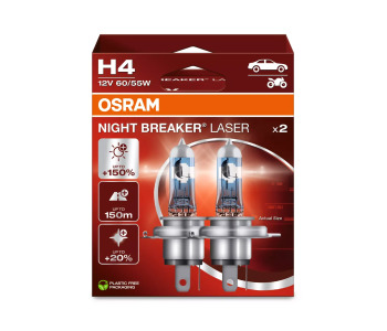 Крушка H4 12V 60/55W P43t NIGHT BREAKER LASER 2бр. - Osram