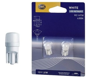 LED крушки HELLA T10 w2.1x9.5d 4000k 2бр.