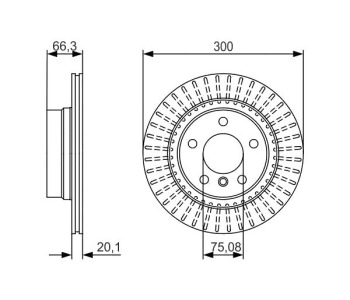 Спирачен диск вентилиран Ø300mm BOSCH за BMW 1 Ser (F20) от 2010