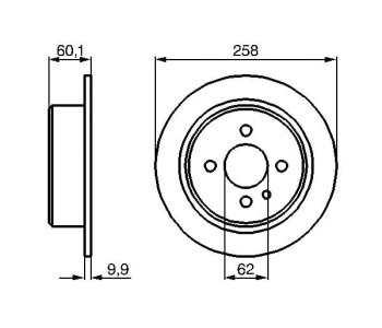 Спирачен диск плътен Ø258mm BOSCH за BMW 3 Ser (E30) комби от 1987 до 1994