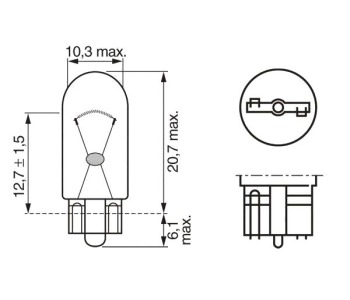 Крушка W5W 12V W2.1x9.5d  BOSCH за FORD TRANSIT (E) платформа от 1991 до 1994