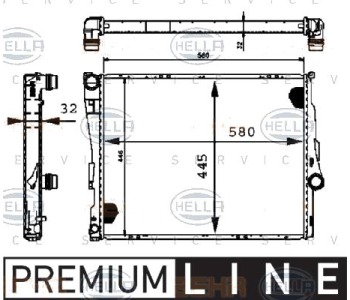 Радиатор, охлаждане на двигателя HELLA 8MK 376 716-241 за BMW 3 Ser (E46) купе от 1999 до 2003