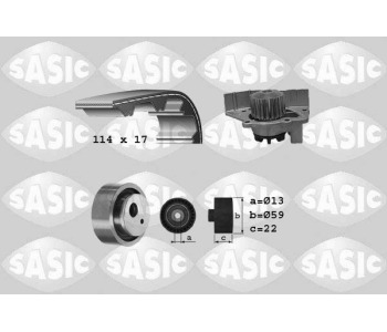 Водна помпа+ к-кт ангренажен ремък SASIC 3900036 за PEUGEOT 405 I (15B) от 1987 до 1993