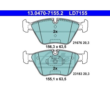 Комплект спирачни накладки ATE за BMW 3 Ser (E46) кабриолет от 2000 до 2003