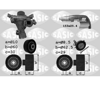 Водна помпа+ к-кт ангренажен ремък SASIC 3900029 за FIAT ULYSSE I (220) от 1994 до 2002