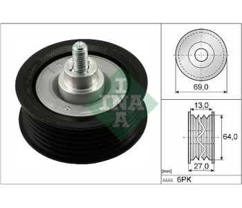 Паразитна/ водеща ролка, пистов ремък INA 532 0477 10 за FORD TRANSIT платформа от 2006 до 2014