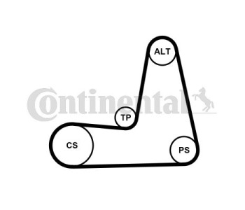 Комплект пистов ремък CONTINENTAL CTAM 5PK1110K1 за RENAULT CLIO II (SB0/1/2_) товарен от 1998 до 2005