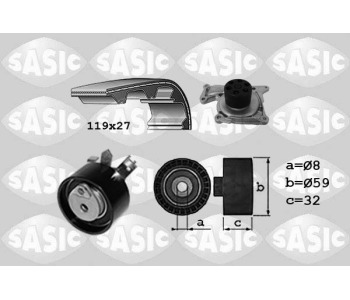 Водна помпа+ к-кт ангренажен ремък SASIC 3904038 за RENAULT CAPTUR (J5_) от 2013