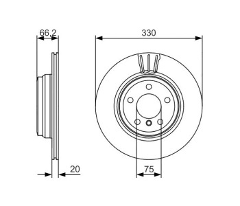 Спирачен диск вентилиран Ø330mm BOSCH за BMW 3 Ser (F34) гран туризмо от 2012