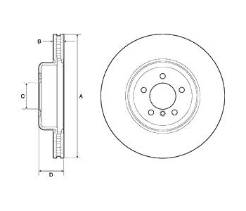 Спирачен диск вентилиран Ø370mm DELPHI за BMW 3 Ser (F34) гран туризмо от 2012