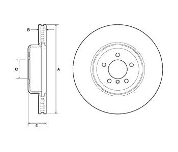 Спирачен диск вентилиран Ø370mm DELPHI за BMW 4 Ser (F32, F82) купе от 2013