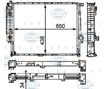 Радиатор, охлаждане на двигателя HELLA 8MK 376 910-271 за BMW 5 Ser (E34) от 1987 до 1995
