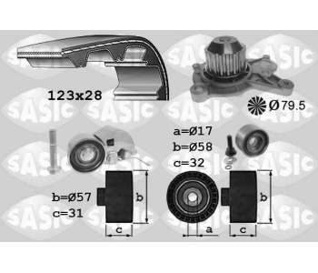 Водна помпа+ к-кт ангренажен ремък SASIC 3906075 за KIA MAGENTIS (MG) от 2005