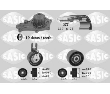 Водна помпа+ к-кт ангренажен ремък SASIC 3900014 за FORD C-MAX I (DM2) от 2007 до 2010