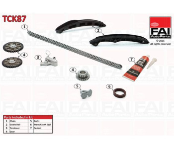 Комплект ангренажна верига FAI AutoParts TCK87 за VOLKSWAGEN GOLF V Plus (5M1, 521) от 2005 до 2013