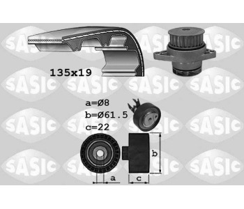 Водна помпа+ к-кт ангренажен ремък SASIC 3906065 за SEAT AROSA (6H) от 1997 до 2004