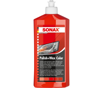 Полираща вакса SONAX 02964000 за чевена боя Polish+Wax Color red - 500 мл.