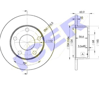 Спирачен диск плътен Ø245mm ICER за AUDI 100 Avant (4A, C4) от 1990 до 1994