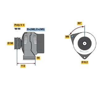 Генератор 90 [A] BOSCH за AUDI 80 кабриолет (8G7, B4) от 1991 до 2000
