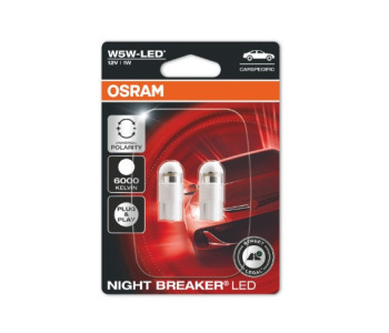 Крушки Osram Night Breaker 6000K  W5W 1W 12V W2.1X9.5D 2бр.