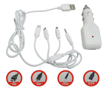 Зарядно за кола 5 в 1 с един изход за USB 12/24V 2.1A