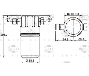 Изсушител, климатизация HELLA 8FT 351 192-041 за AUDI 80 (8C, B4) от 1991 до 1995