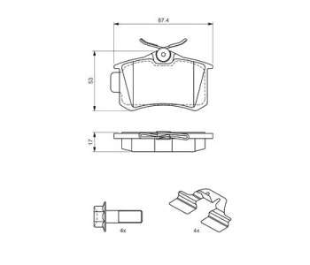 Комплект спирачни накладки BOSCH за FORD GALAXY (WGR) от 1995 до 2006