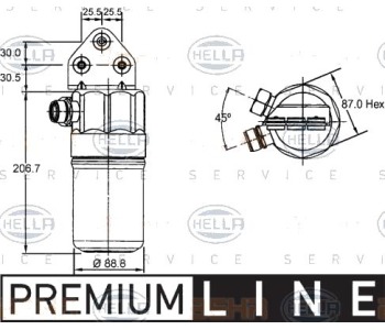 Изсушител, климатизация HELLA 8FT 351 192-381 за AUDI A4 Avant (8D5, B5) от 1994 до 2002