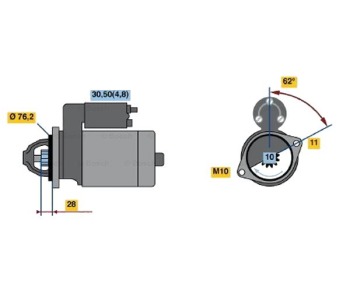 Стартер 10 зъби 2,2 [kB] BOSCH за AUDI A6 (4F2, C6) от 2004 до 2011