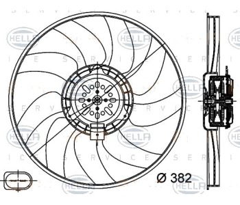 Вентилатор, охлаждане на двигателя HELLA 8EW 351 044-351 за AUDI A4 (8K2, B8) от 2007 до 2012