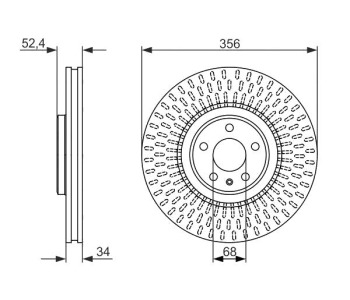 Спирачен диск вентилиран Ø356mm BOSCH за AUDI A6 (4G2, C7, 4GC) от 2010 до 2018