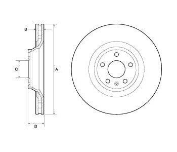 Спирачен диск вентилиран Ø347mm DELPHI за AUDI A6 Allroad (4FH, C6) от 2006 до 2011