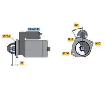 Стартер зъби 1,4 [kB] BOSCH за AUDI A6 (4F2, C6) от 2004 до 2011