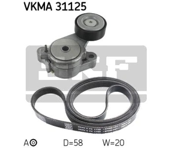Комплект пистов ремък SKF VKMA 31125 за VOLKSWAGEN GOLF VI (5K1) от 2008 до 2013